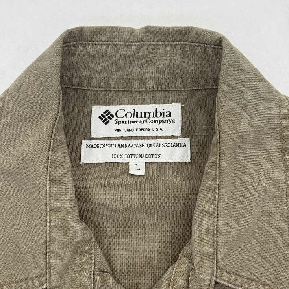 Vintage Columbia Briarshun Shirt Mens L Beige Hunting Shooting Outdoor Heavy 90s - Picture 3 of 9